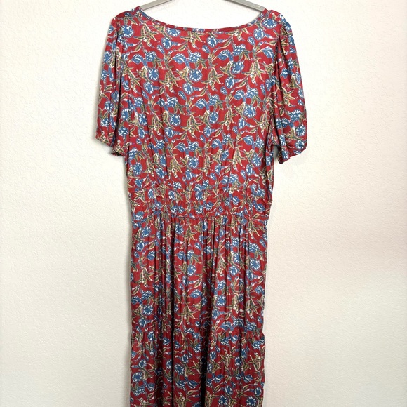 Natural Life Bella Red Blue Floral Maxi Dress Women’s Large Cottagecore Bohemian - Picture 9 of 14